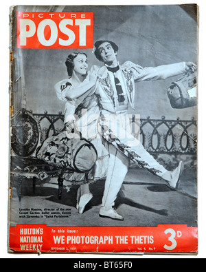 2. September 1939 Leonide Massine covent Garten Ballett tanzt mit Slavenska Gaite Parisienne Picture Post prominente Photojournal Stockfoto