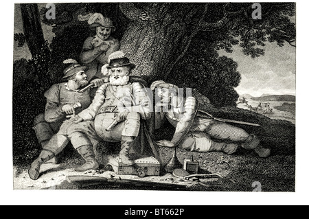 Sir John Falstaff Freund Freunde Picknick Essen im freien Romanfigur scheint drei William Shakespeare spielt. Heinrich IV. com Stockfoto