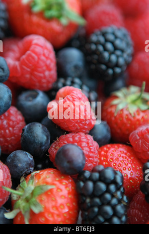 Erdbeeren Heidelbeeren Himbeeren und Brombeeren Stockfoto