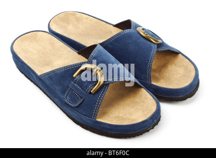 blaue Turnschuhe isoliert auf weiss Stockfoto