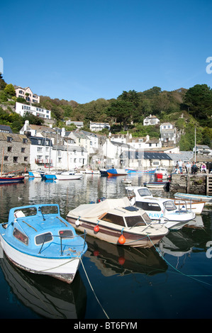 Blick auf den Hafen Polperro Cornwall, England, UK Stockfoto