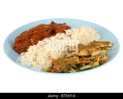 Rindfleisch Curry mit gebratener Reis und Thai Chicken Stir Fry Stockfoto