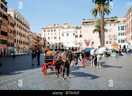 Rom Pferdekutsche in Piazza di Spagna, Rom, Italien Stockfoto