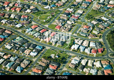 Luftaufnahme von Suburbia, Sandstein PT Bribie Island, Queensland, Australien Stockfoto