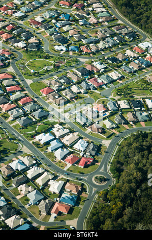 Luftaufnahme von Suburbia, Sandstein PT Bribie Island, Queensland, Australien Stockfoto