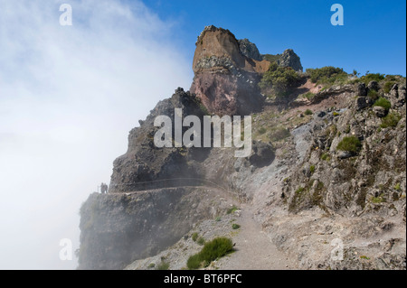 Wanderweg vom Pico do Arieiro, 1818m, Pico Ruivo, 1862m, Madeira, Portugal Stockfoto