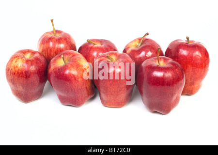 Äpfel-Gruppe isoliert auf weißem Hintergrund Stockfoto
