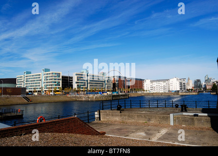 Wapping Quay in Liverpool Docks - regenerierte Bereich nah an der Innenstadt / Albert Dock / Liverpool Arena Attraktionen. Stockfoto