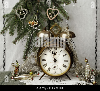 Weihnachten und Neujahr Stillleben im Vintage-Stil Stockfoto