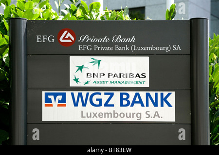 Hauptsitz der WGZ Bank, BNP Paribas, EFG Private Bank in Luxemburg, Europa Stockfoto