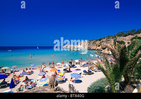 Strand Cala Tarida, Ibiza, Balearen, Spanien Stockfoto