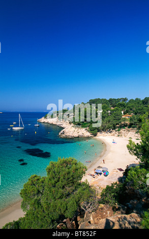 Cala Salada, Ibiza, Balearen, Spanien Stockfoto