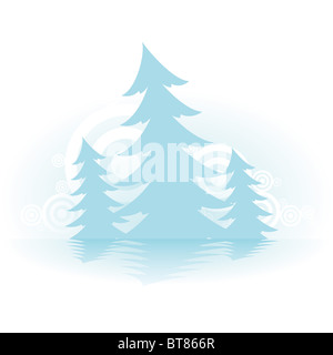 Weihnachtsbaum mit Kreisen und Reflexion in blauer Farbe Stockfoto