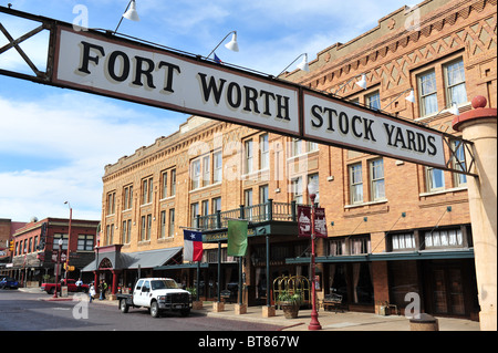 Straßenszene von Fort Worth in Texas Stock Yards. Stockfoto