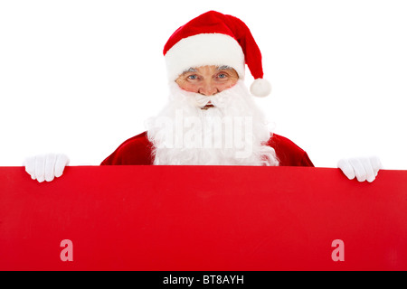 Foto von happy Santa Claus mit roten billboard Stockfoto