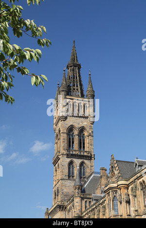 Blick auf die Universität Glasgow Glockenturm am Gilmorehill, Scotland, UK Stockfoto