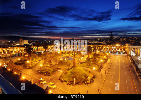 Die Plaza de Armas und Basilika in Arequipa Peru Stockfoto