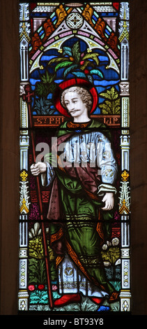 Glasfenster von Clayton & Bell Darstellung St Philip, die Pfarrkirche St. Thomas, Kentisbury, Devon Stockfoto