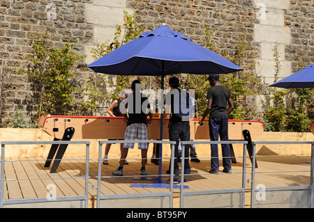 Fußball-Tabelle in Paris Plage, Frankreich, Paris Strand Stockfoto