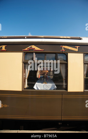 Pullman Wagen Closeup, Bluebell Railway, Sussex, England Stockfoto