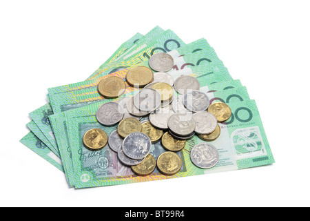 Banknoten und Münzen Stockfoto