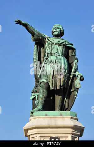 Die Statue von Jacob Van Artevelde am Freitagsmarkt / Vrijdagmarkt in Gent, Belgien Stockfoto