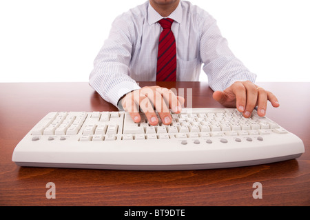 Geschäftsmann, arbeiten mit seinem Computer im Büro Stockfoto