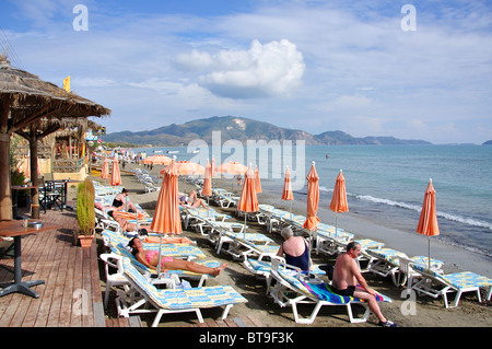 Beach Cafe, Laganas Beach, Laganas, Zakynthos (Zante), Ionische Inseln, Griechenland Stockfoto