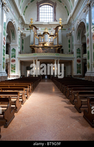 Orgel in der Jesuitenkirche, Mannheim, Rheinland-Pfalz, Deutschland, Europa Stockfoto