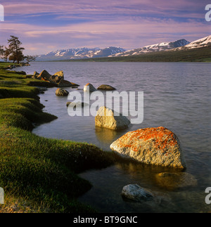 Sees Hoton Nuur (Khoton Nur). Altai Tavan Bogd Nationalpark. Mongolei Stockfoto