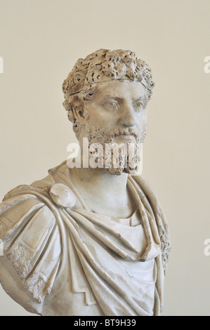 Rom. Italien. Büste Porträt des römischen Kaisers Septimius Severus (145 - 211 AD), 3. C. Chr. Museo Nazionale Romano. Palazzo Altemps. Stockfoto