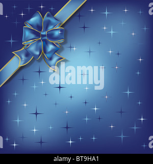 Weihnachten-Abbildung Bogen auf einem blauen Sternen-Hintergrund Stockfoto