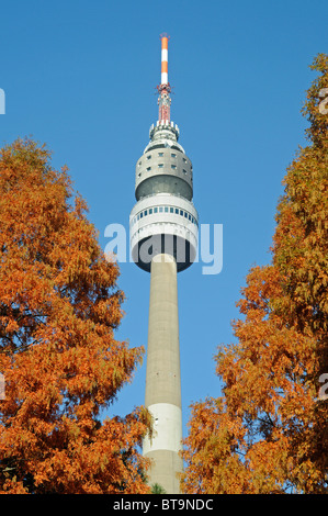Florian, Florianturm Turm, Fernsehturm, Herbst, Westfalenpark Park, Dortmund, Nordrhein-Westfalen, Deutschland, Europa Stockfoto