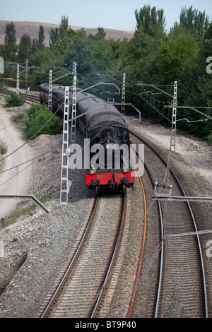 Strawberry Zug Lokomotive für Aranjuez Station gebunden Stockfoto