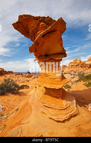 Weird Rock, Coyote Buttes South, Paria Canyon-Vermilion Cliffs Wilderness, Utah, Arizona, Amerika, Vereinigte Staaten von Amerika Stockfoto