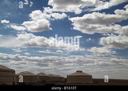 Campingplatz in der Wüste Gobi, Mongolei Stockfoto