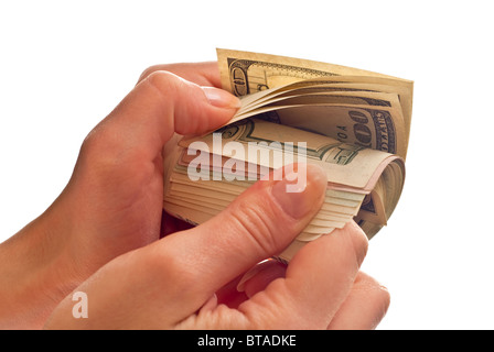 Geld in der hand Stockfoto