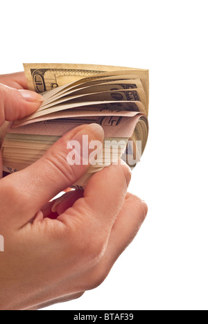 Geld in der hand Stockfoto