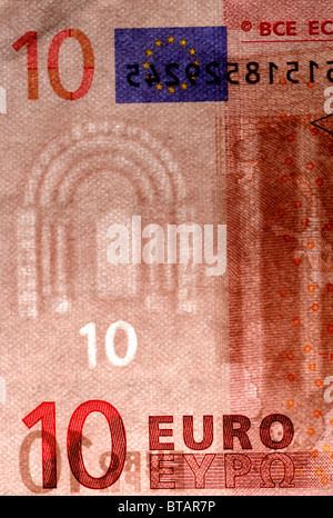 Wasserzeichen Sie auf 10-Euro-Schein Stockfoto