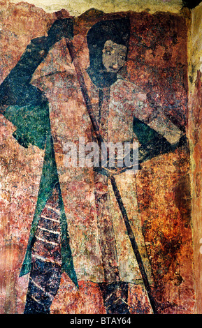 Farleigh Hungerford Burgkapelle, Somerset. St. George Wandmalerei mittelalterliche englische Gemälde Fresko Fresken England UK Stockfoto