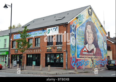 Bobby Sands MP Wandbild in der Falls Road, Belfast, Nordirland Stockfoto