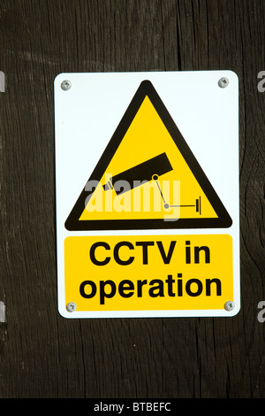 CCTV-Kamera in Betrieb Zeichen Stockfoto