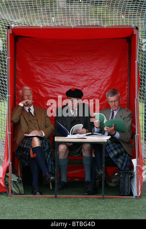 Richter, Dudelsack, Wettbewerb, Glenurquhart Highland Gathering und Spiele, Blairbeg Park, Drumnadrochit, Schottland Stockfoto