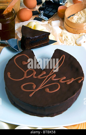 Sacher-Torte, Sachertorte, Österreich, österreichische Gastronomie Stockfoto