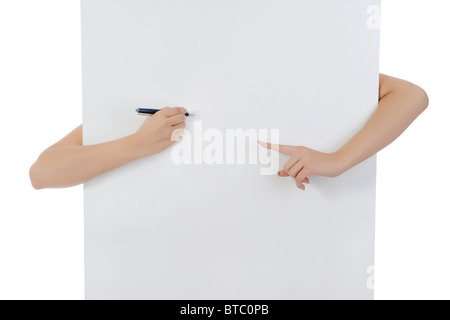 Hände, die Unterzeichnung Stockfoto