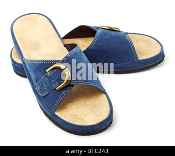 blaue Turnschuhe isoliert auf weiss Stockfoto