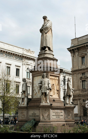 Leonardo da Vinci Statue in Mailand, Italien. Stockfoto