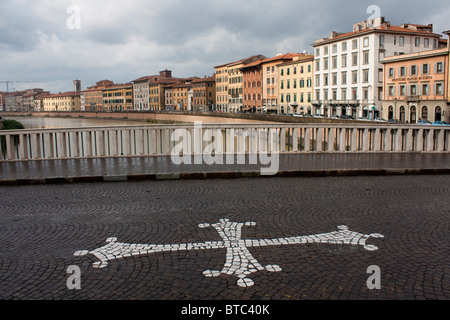 Flussbrücke Pisa Stadt Zentrum Italien Stockfoto