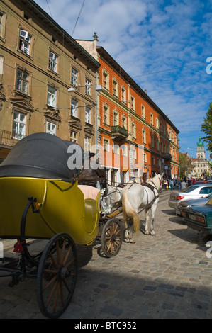 Pferdekutsche für Touristen am Vul Kovshuna Straße Lviv westlichen Ukraine Mitteleuropa Stockfoto