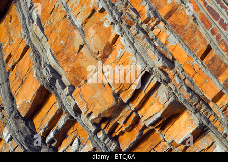 Sandsteinfelsen an Sandy Mündung in der Nähe von Bude, Cornwall, UK Stockfoto
